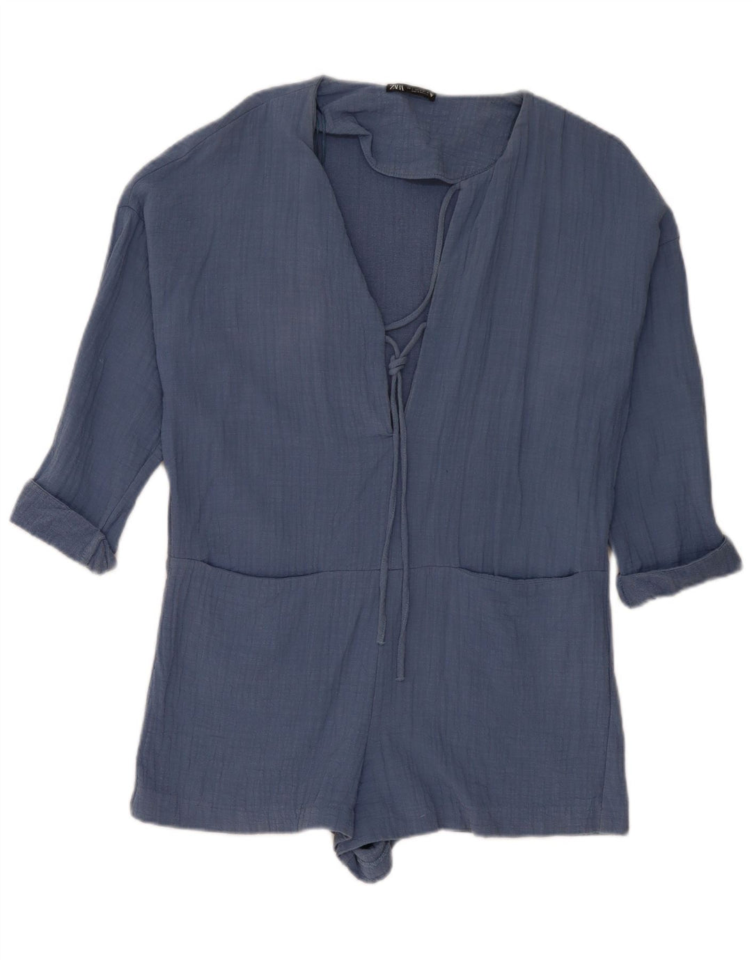 Zara Mujer Mono Corto Extragrande UK 10 Small Azul
