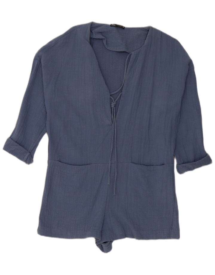 Zara Mujer Mono Corto Extragrande UK 10 Small Azul