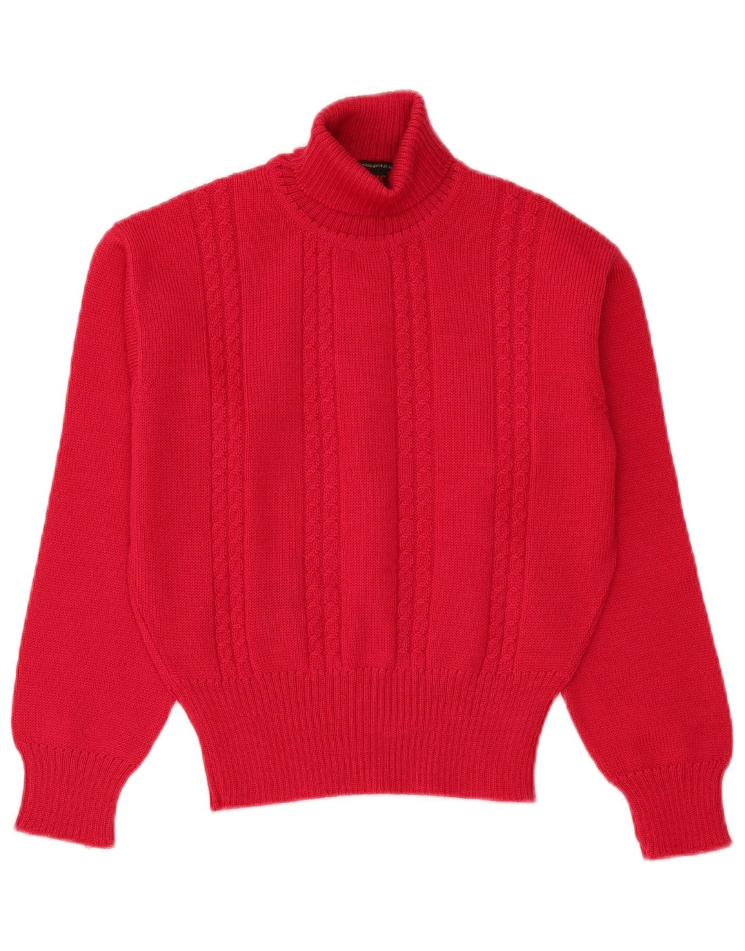 VINTAGE Mujer Crop Roll Neck Jumper Suéter Reino Unido 10 Pequeña Lana Rosa