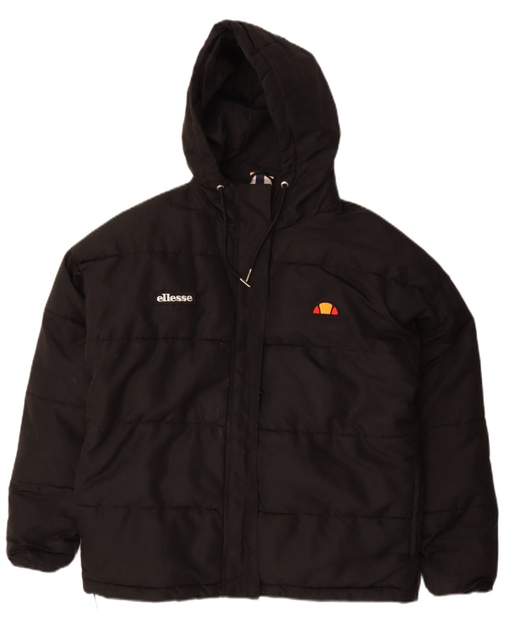 Ellesse Chaqueta acolchada extragrande con capucha para mujer UK 8 Small Poliéster negro