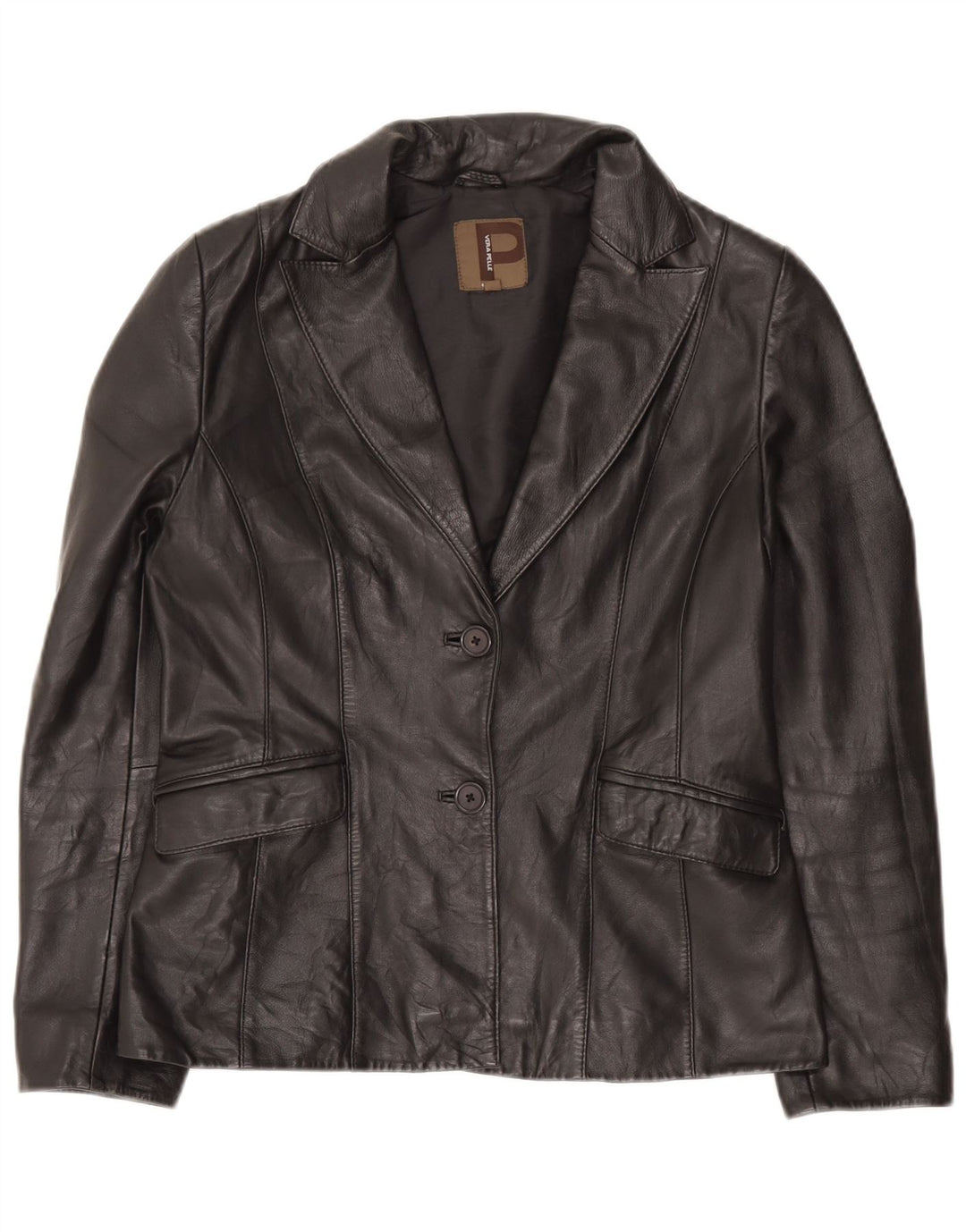 Conbipel Chaqueta tipo blazer para mujer, 1 botón, 2 botones, IT 46, grande, cuero negro