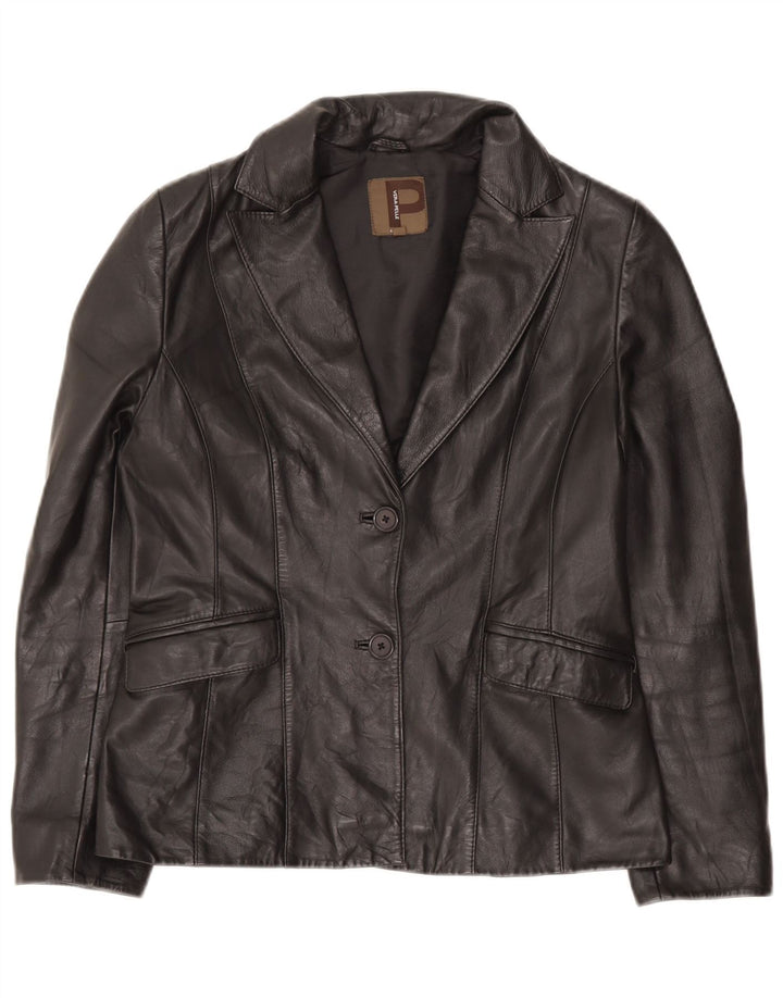 Conbipel Chaqueta tipo blazer para mujer, 1 botón, 2 botones, IT 46, grande, cuero negro
