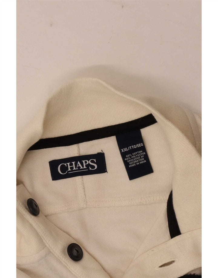 Chaps - Sudadera con cuello y botones para hombre, talla 2XL, color blanco, algodón