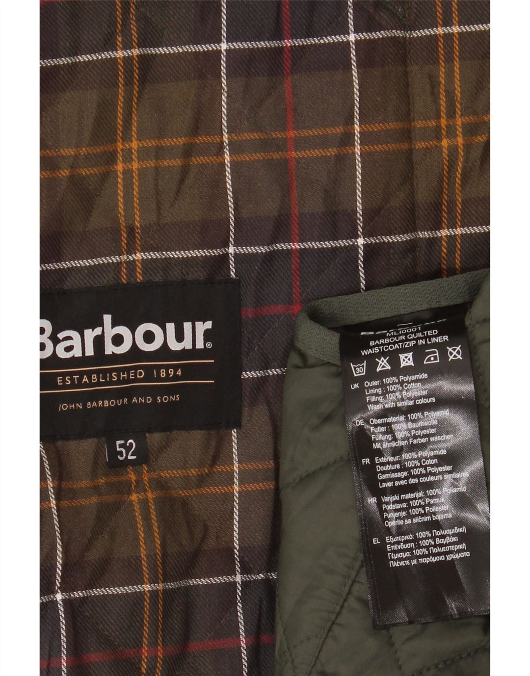 Chaleco acolchado Barbour para hombre Talla 52 Poliamida verde grande