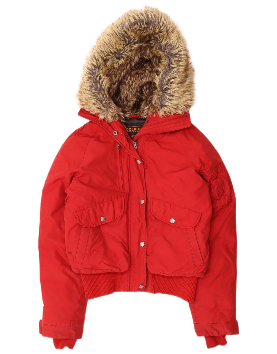 Woolrich Chaqueta acolchada con capucha para mujer UK 44 Medium Red Nylon