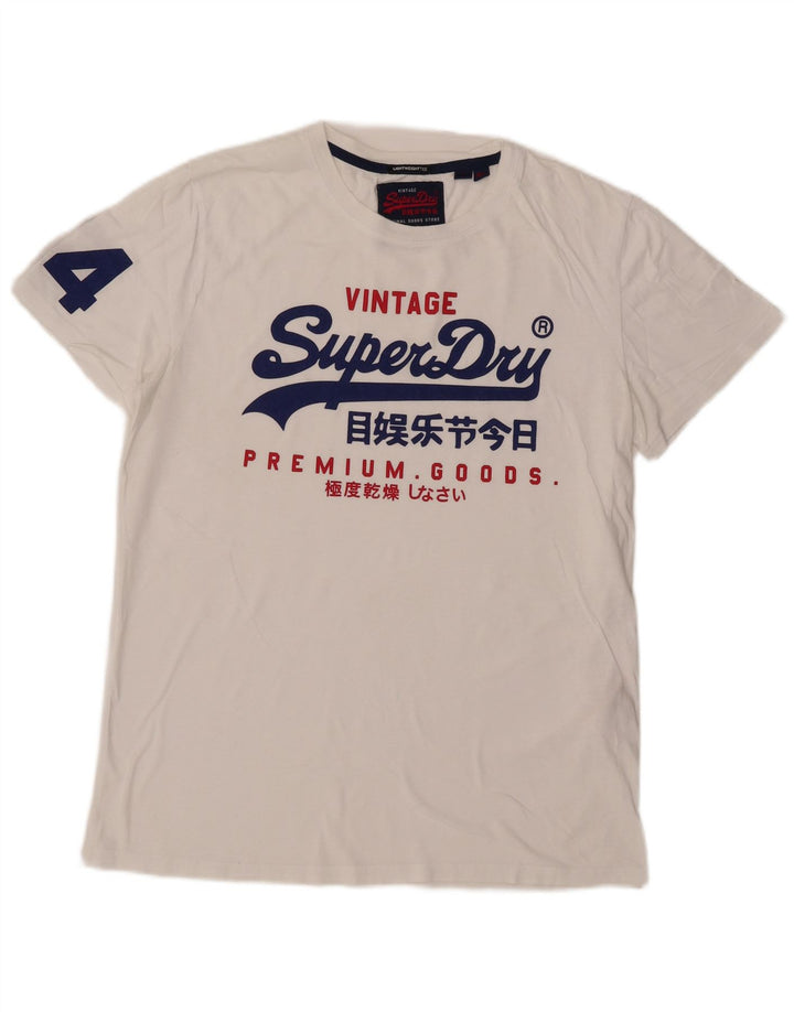 Superdry Hombre Camiseta Gráfica Top XL Algodón Blanco