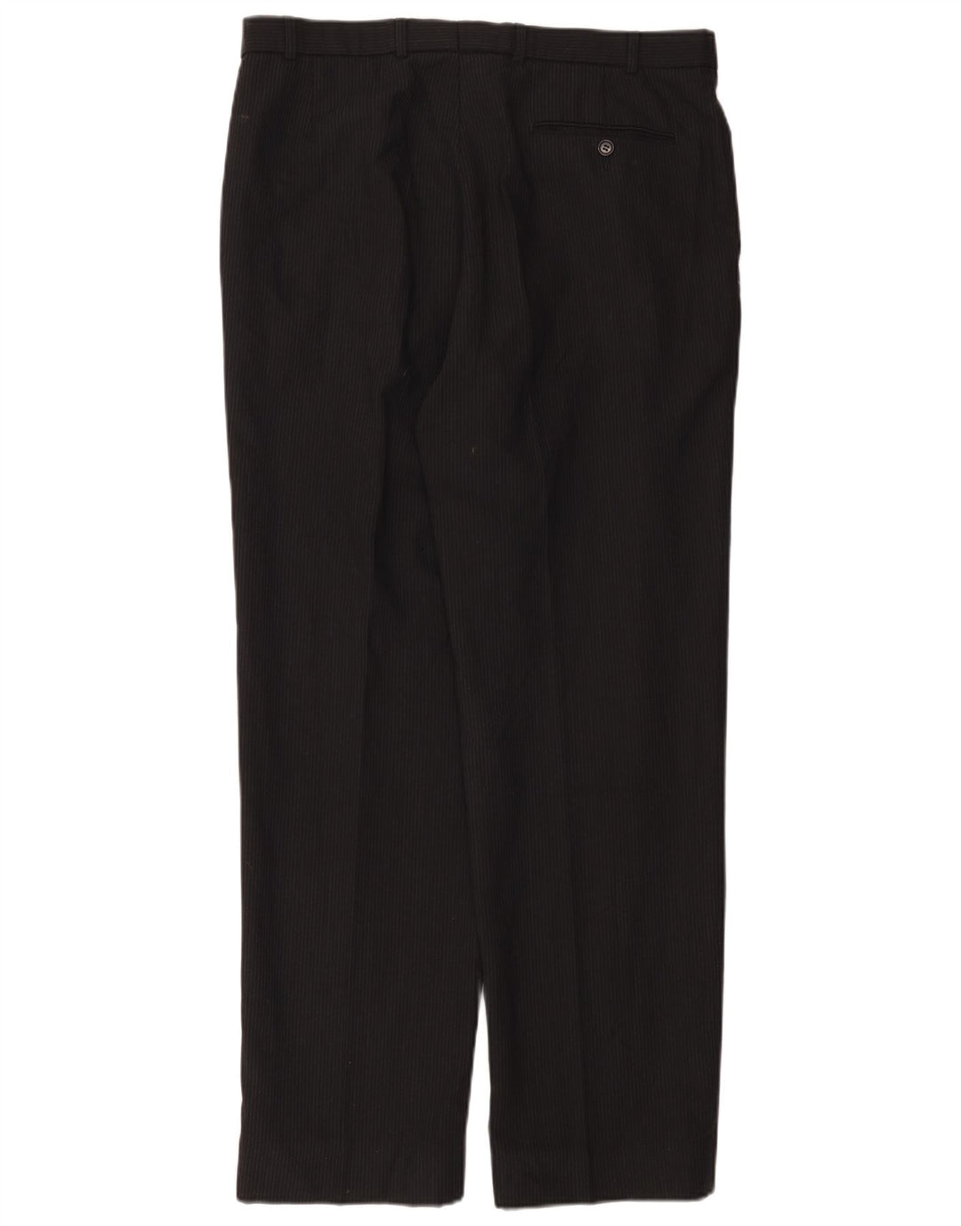 Marks & Spencer Pantalón de traje con pinzas para hombre W36 L33 Poliéster a rayas negras