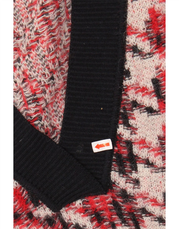 GANT Suéter tipo jersey de gran tamaño con cuello en V para mujer UK 46 Large Red Houndstooth