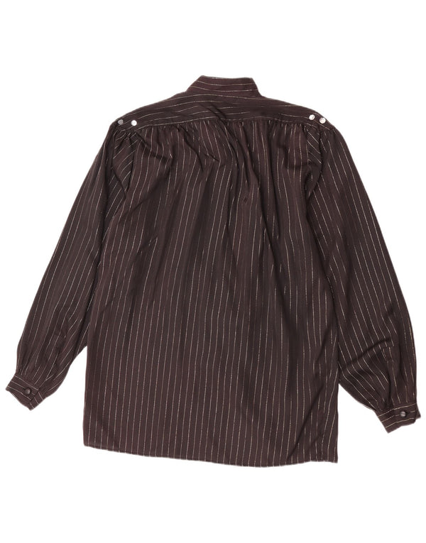 Vintage mujer camisa blusa Reino Unido 14 medio negro Pinstripe