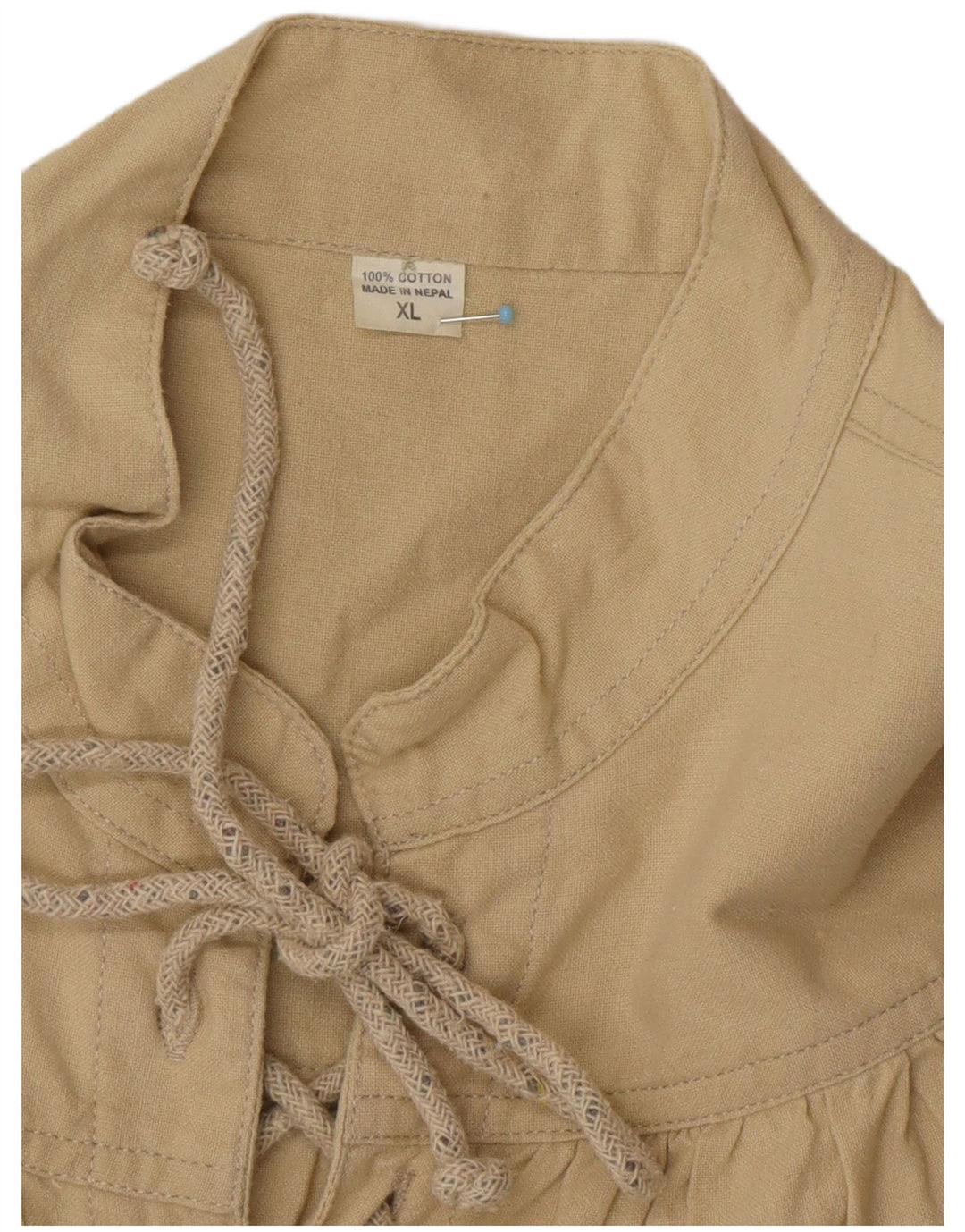 VINTAGE Camisa pullover para hombre XL Algodón verde Boho