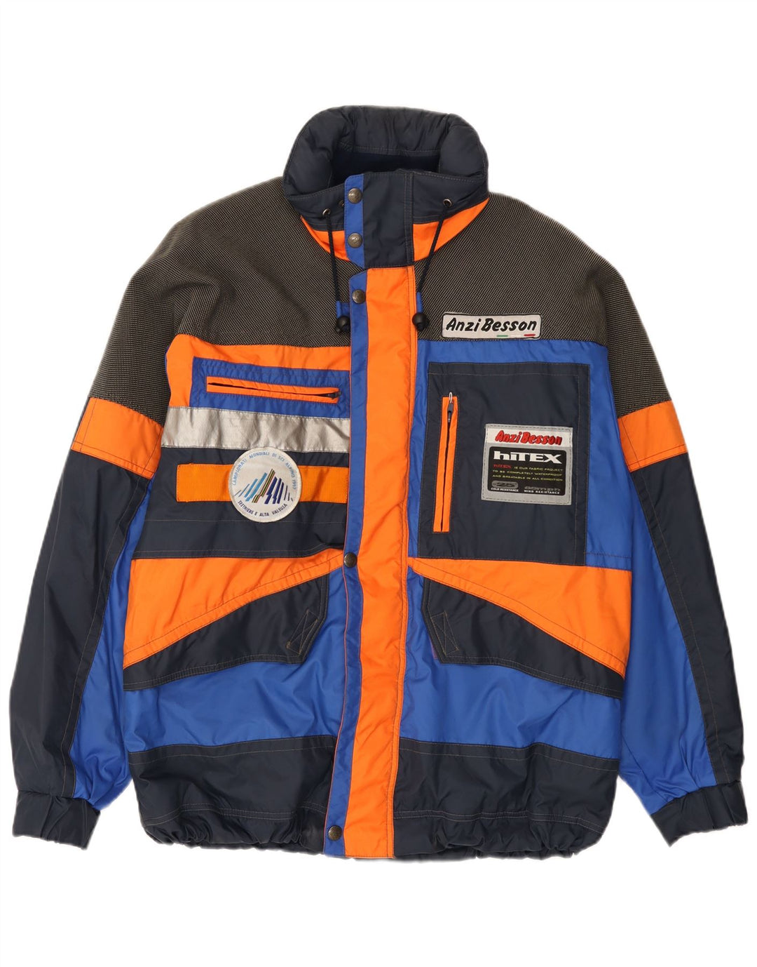 Anzi Besson Chaqueta de esquí con capucha y gráfico para hombre IT 50 Large Blue Colourblock