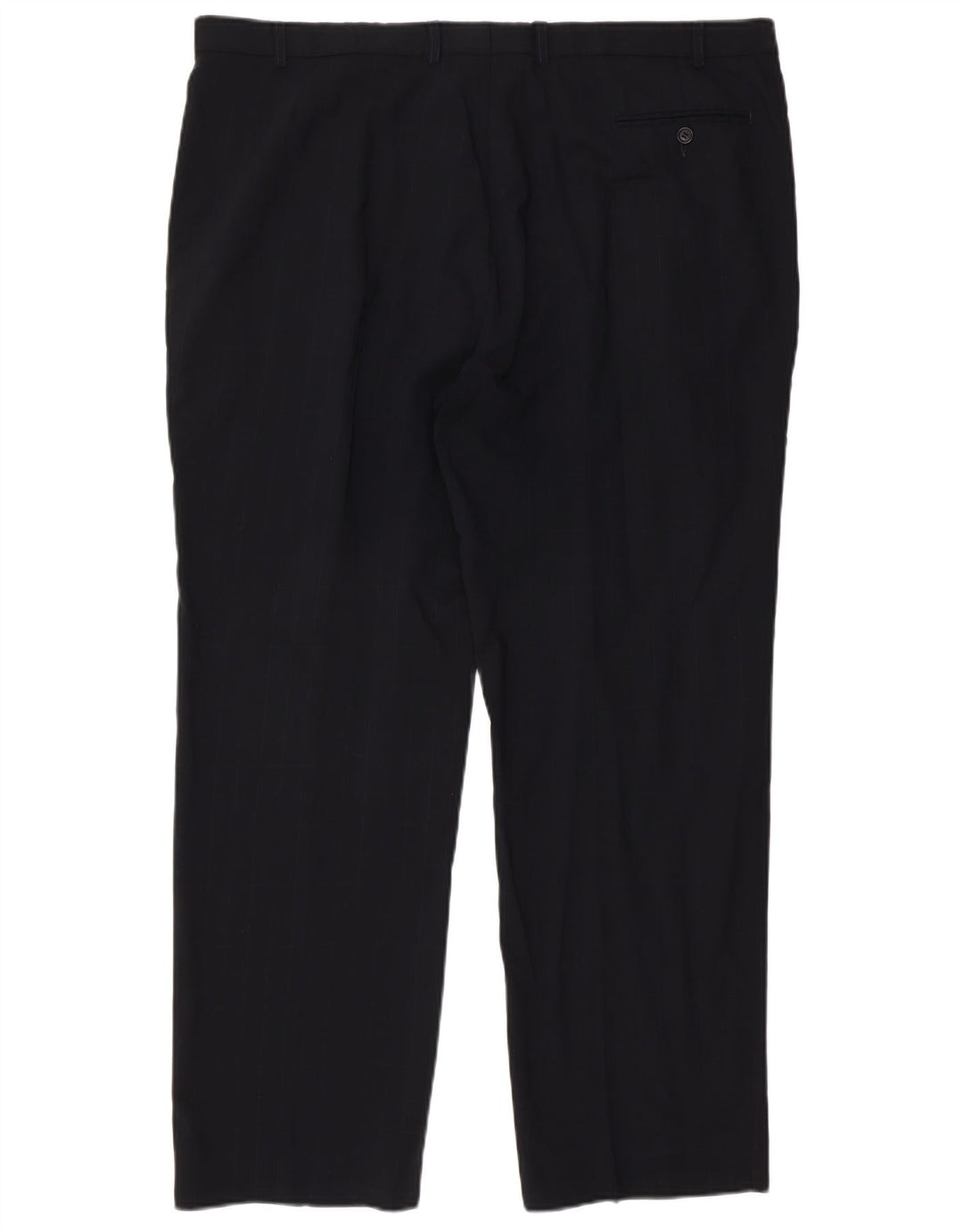 Marks & Spencer Pantalón de traje recto para hombre W44 L31 Lana a cuadros azul marino