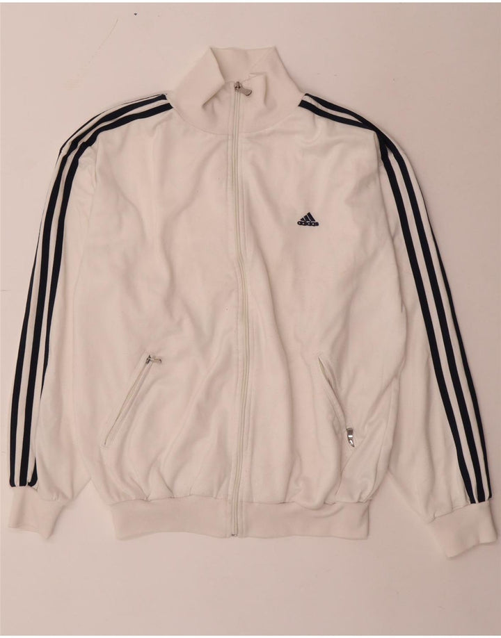 Adidas - Chaqueta de chándal para hombre, ajuste regular, talla 36/38, poliéster blanco pequeño
