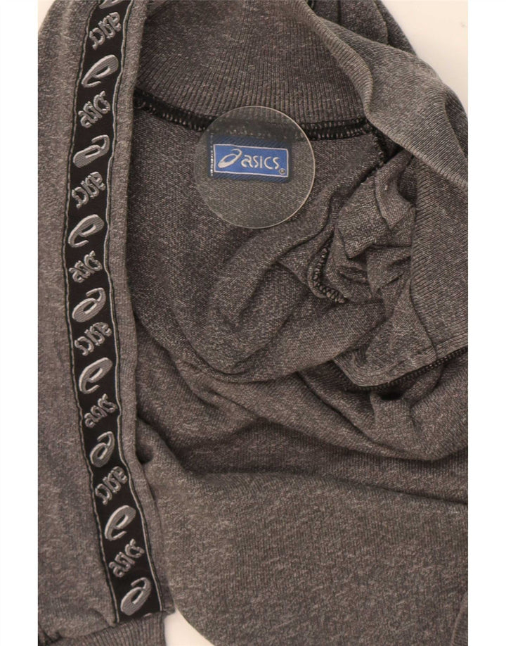 Asics Hombre Zip Neck Graphic Top Manga Larga Pequeño Gris Colorblock
