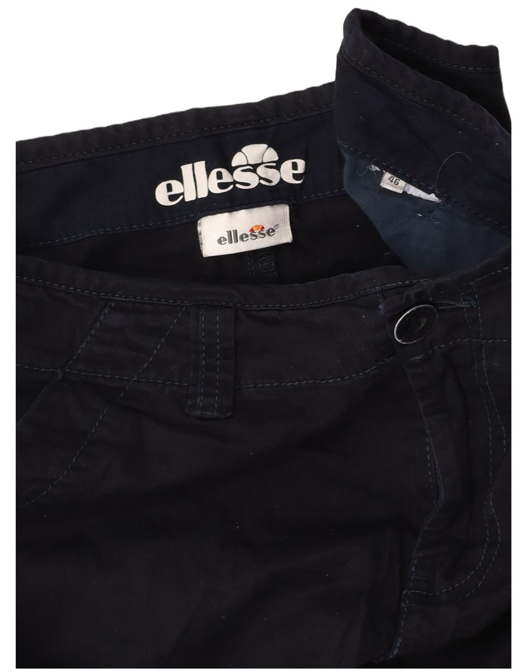 ELLESSE Pantalones cortos chinos para hombre IT 46 Small W29 Azul marino