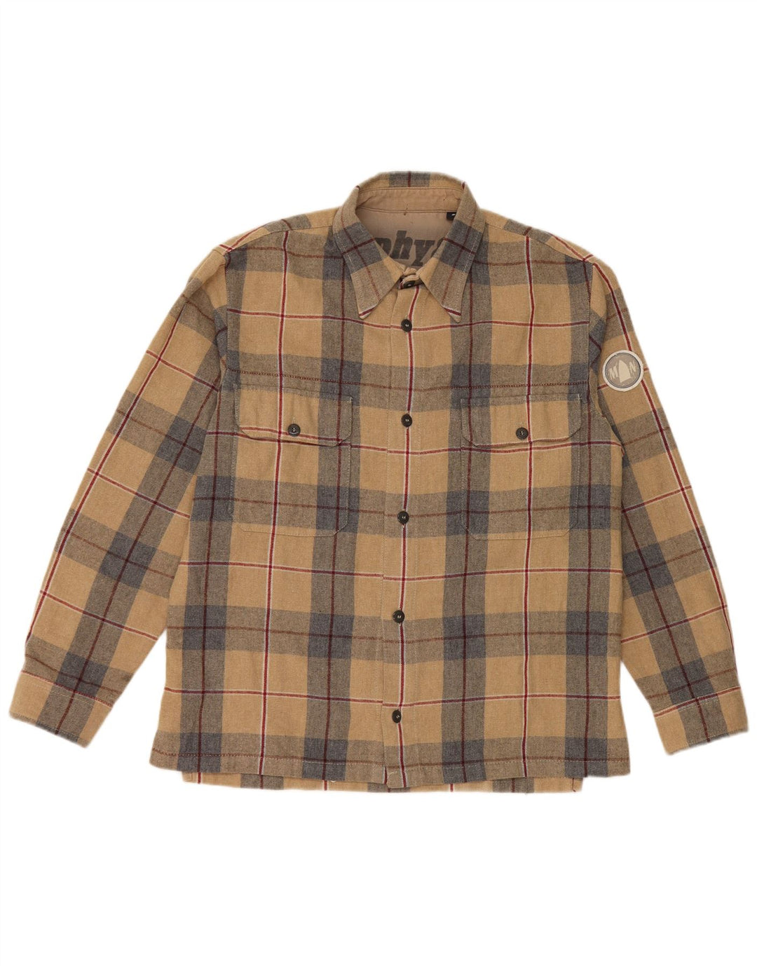 Murphy & Nye Camisa de franela para hombre Acrílico a cuadros beige pequeño