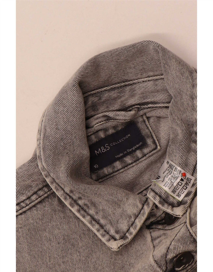 Marks & Spencer Chaqueta Vaquera para Mujer UK 10 Small Gris Algodón