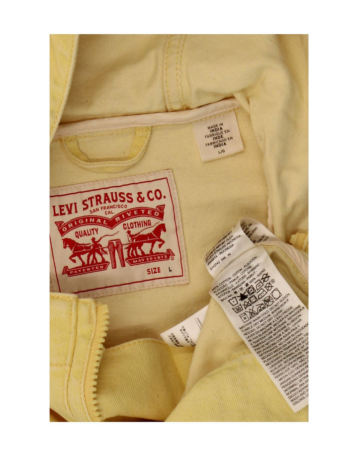 Levi's Chaqueta vaquera con capucha para hombre, talla 40, algodón amarillo grande