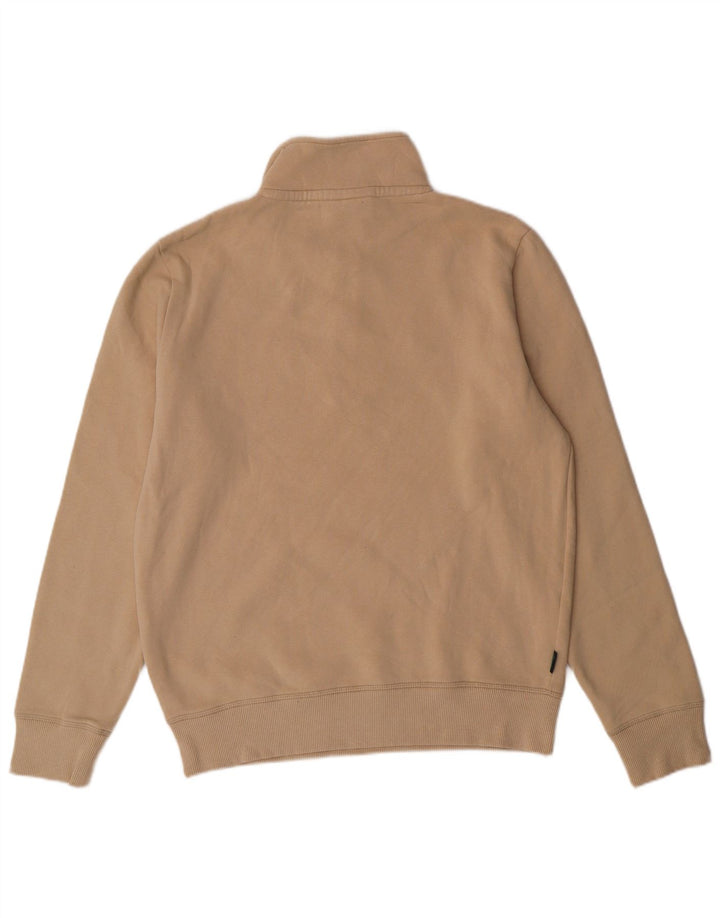 SUPERDRY Hombre Sudadera con cuello con cremallera Jumper Large Beige Cotton