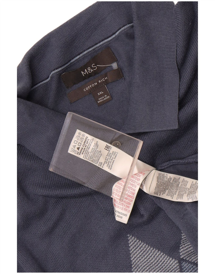Marks & Spencer Jersey tipo polo para hombre, talla 2XL, azul Argyle/Diamante