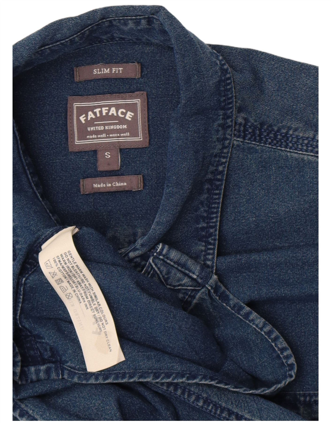 Camisa vaquera slim fit de hombre de Fat Face Algodón azul pequeño
