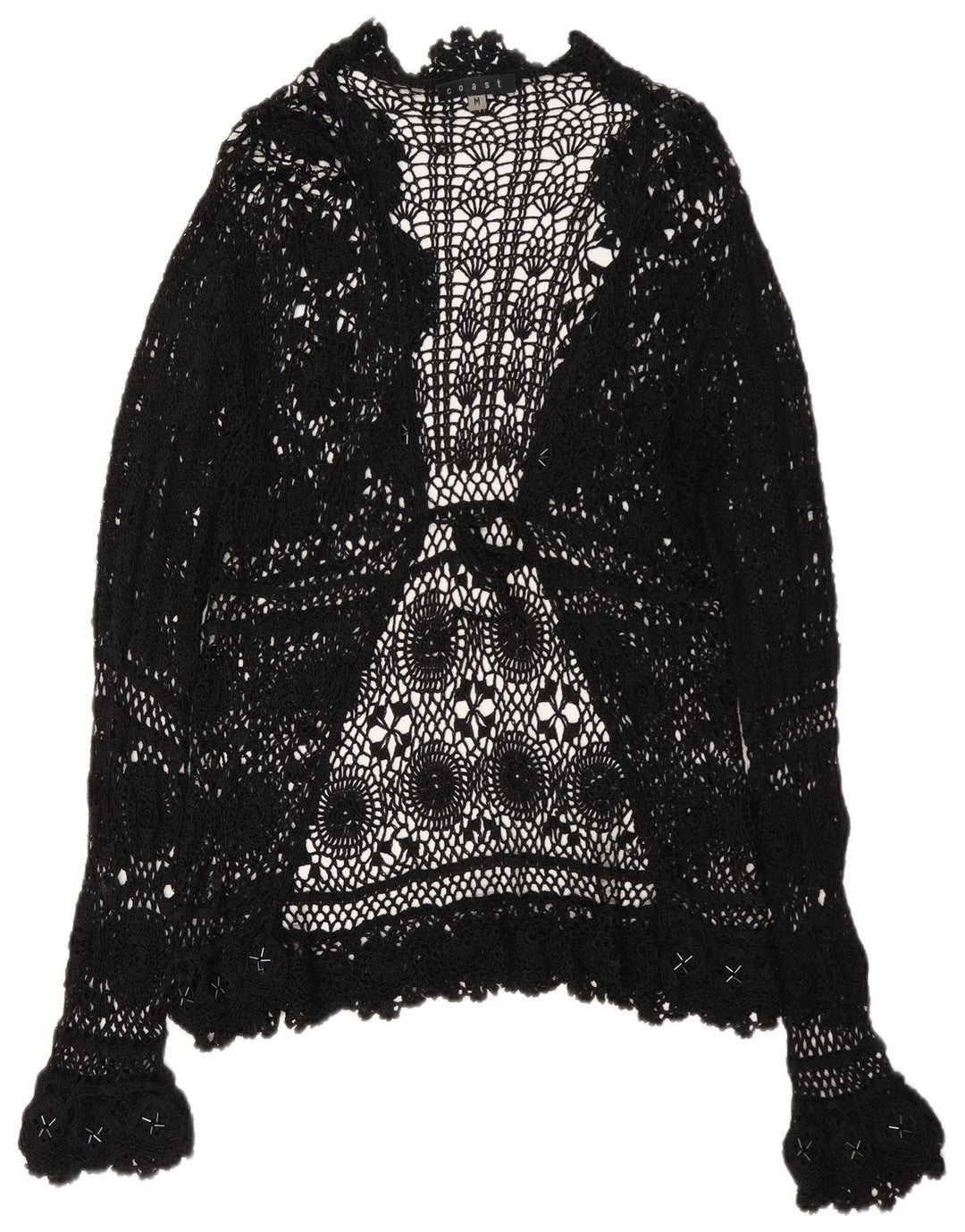Coast - Cárdigan transparente para mujer, talla 40, tamaño mediano, color negro floral