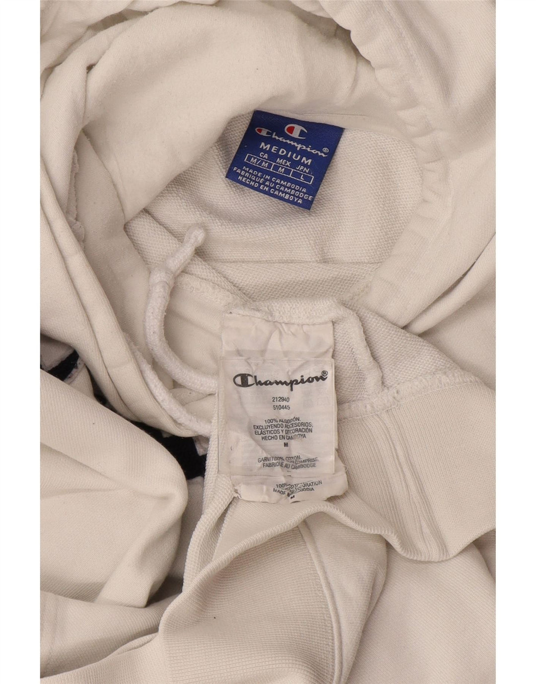 CHAMPION Jersey con capucha gráfica para hombre Algodón blanco mediano