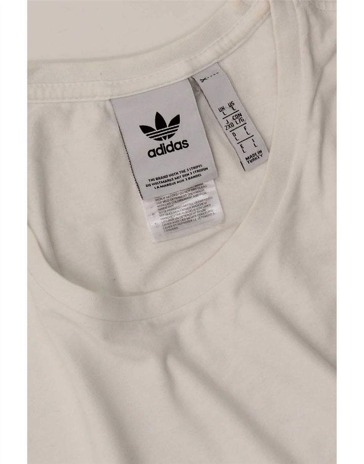 Adidas - Camiseta para hombre, talla grande, algodón blanco