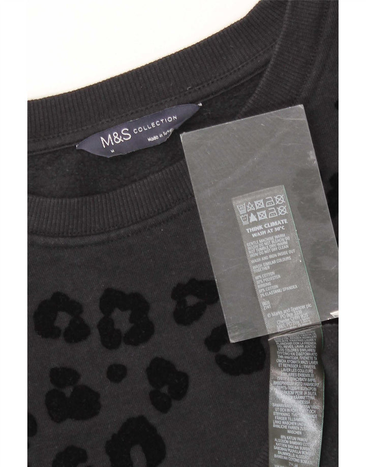 Marks & Spencer - Sudadera para mujer, talla 40, talla mediana, color negro, estampado animal
