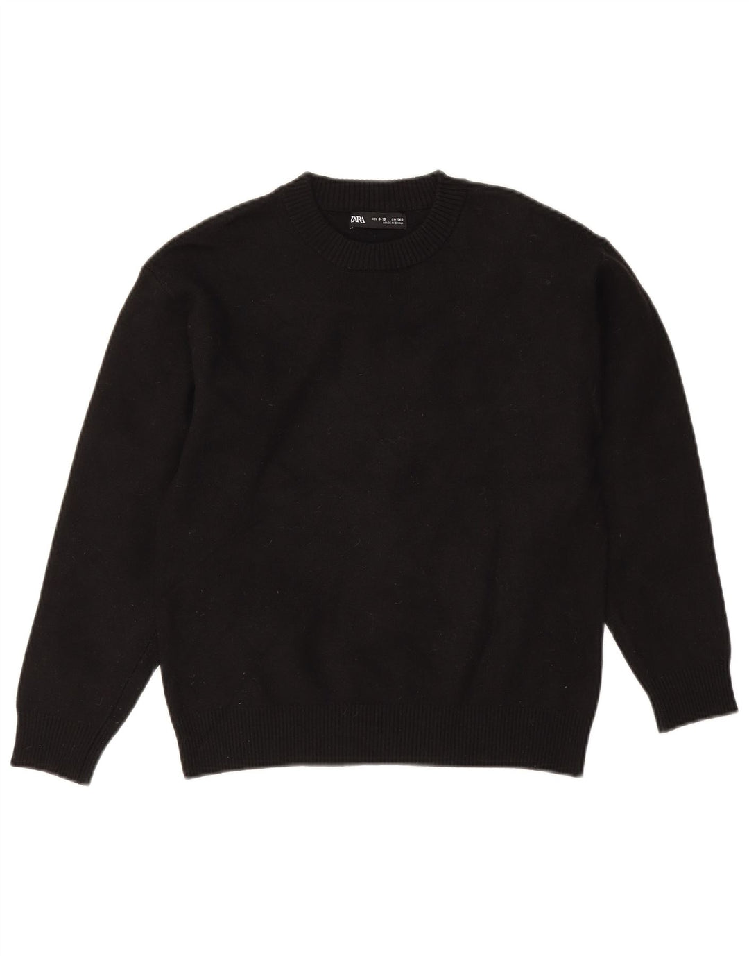Zara Jersey con Cuello Redondo para Niños 9-10 Años Negro