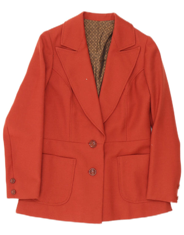 Vintage mujer 2 botones Blazer chaqueta Reino Unido 10 pequeño rojo