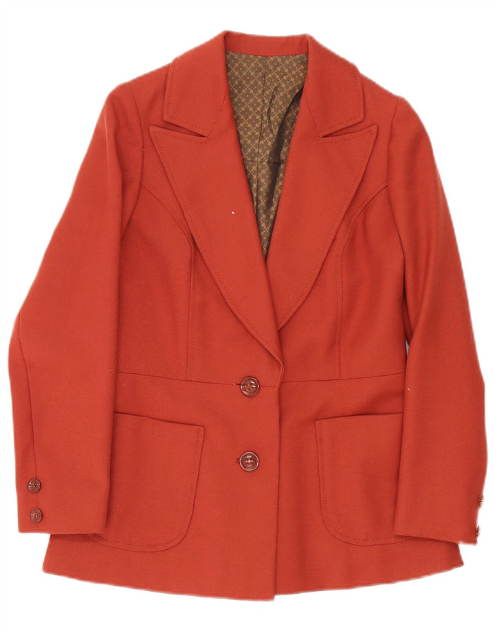 Vintage mujer 2 botones Blazer chaqueta Reino Unido 10 pequeño rojo