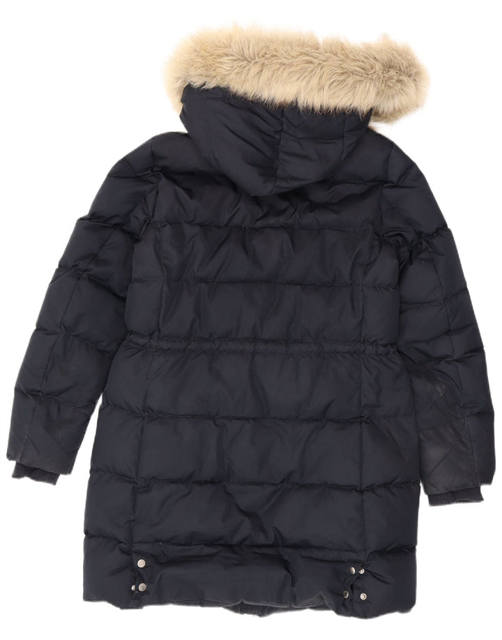 Tommy Hilfiger Abrigo acolchado con capucha para mujer UK 44 Poliéster azul marino mediano