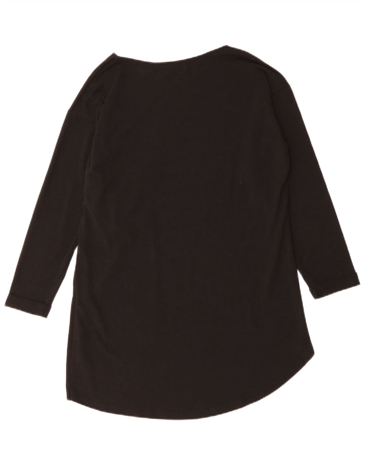 Zara Mujer Top Manga Larga UK 44 Mediano Negro