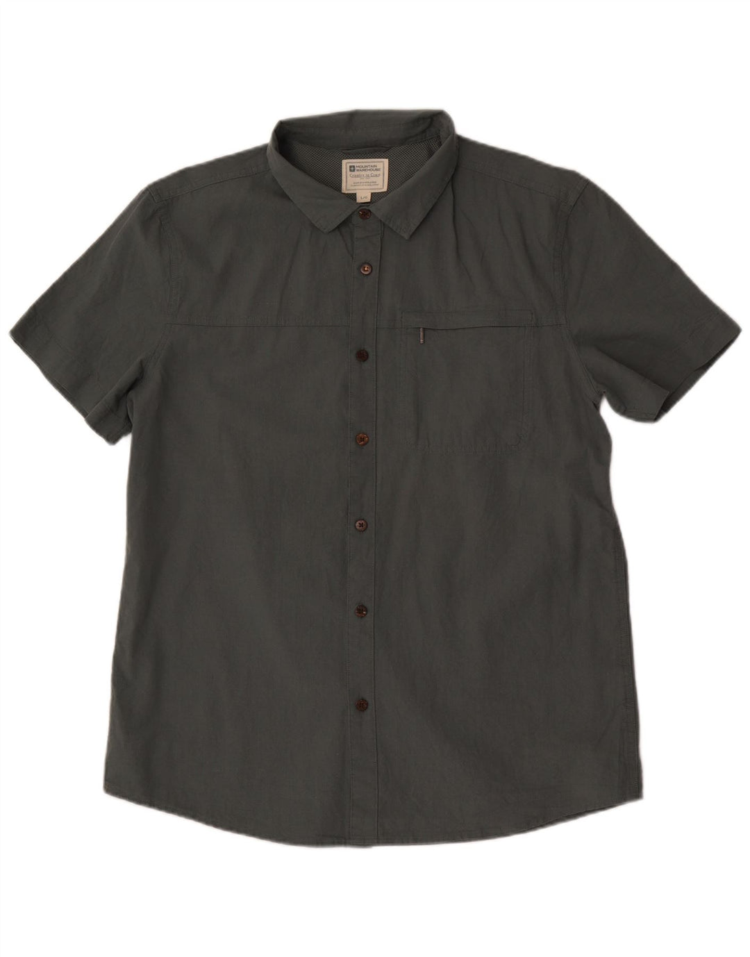 Camisa de manga corta para hombre Mountain Warehouse Algodón gris grande