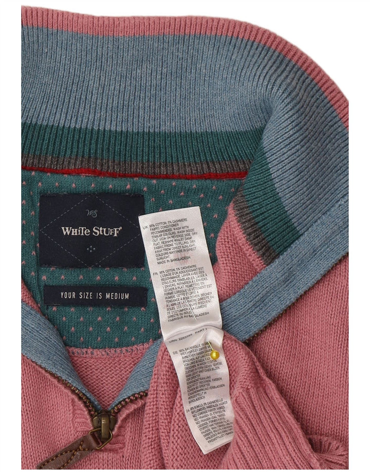 Jersey con cuello y cremallera para hombre de White Stuff en algodón rosa medio