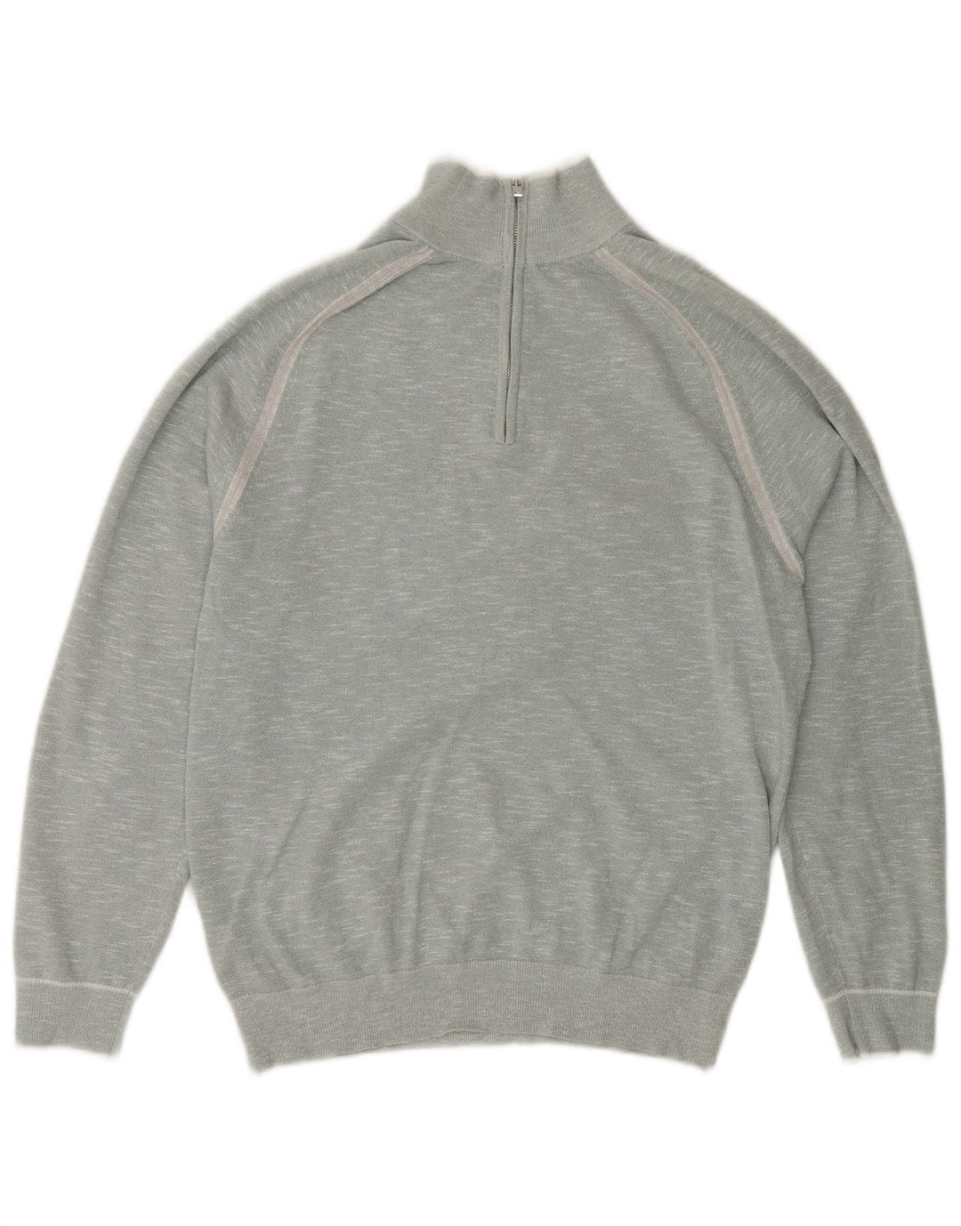 Jersey Reiss Hombre con cuello y cremallera de algodón moteado en azul medio