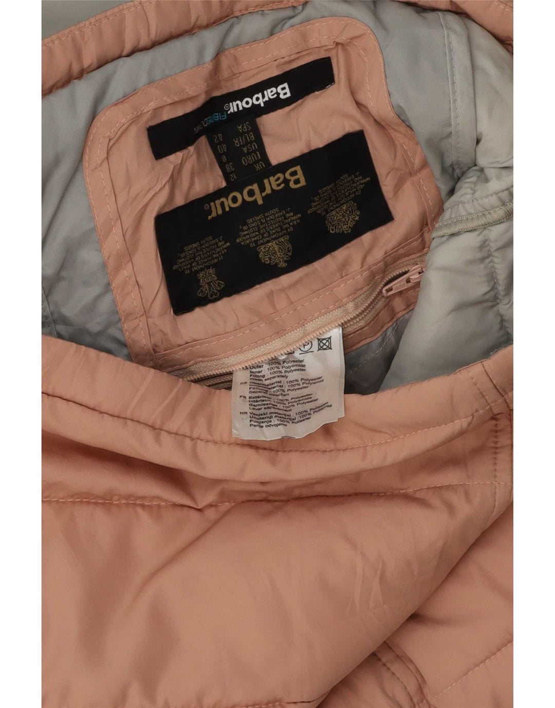 Chaleco acolchado con capucha Barbour para mujer Reino Unido 12 Poliéster rosa medio