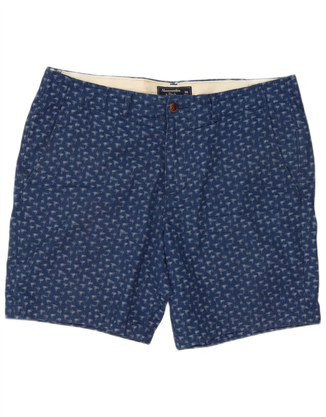 Abercrombie & Fitch Pantalones cortos chinos con estampado abstracto para hombre W36 Grande Azul marino