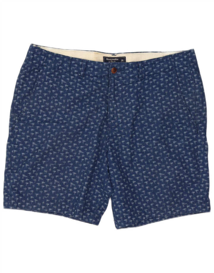 Abercrombie & Fitch Pantalones cortos chinos con estampado abstracto para hombre W36 Grande Azul marino