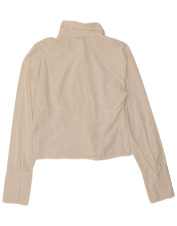 BENETTON Blusa corta para mujer UK 44 Grande Algodón blanco