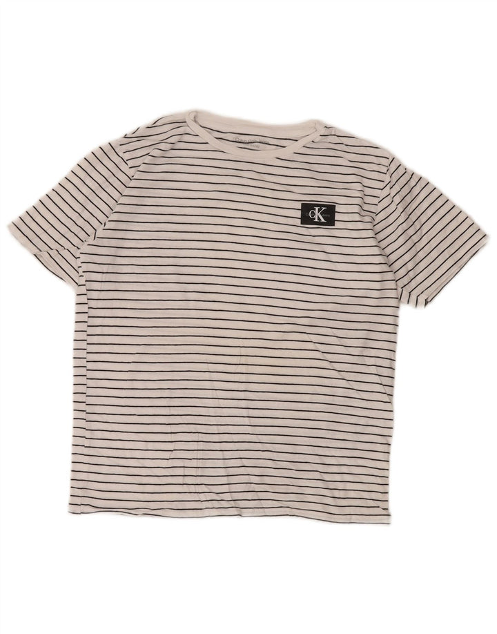 CALVIN KLEIN JEANS Camiseta Niña Top 14-15 Años Grande Blanco Rayas