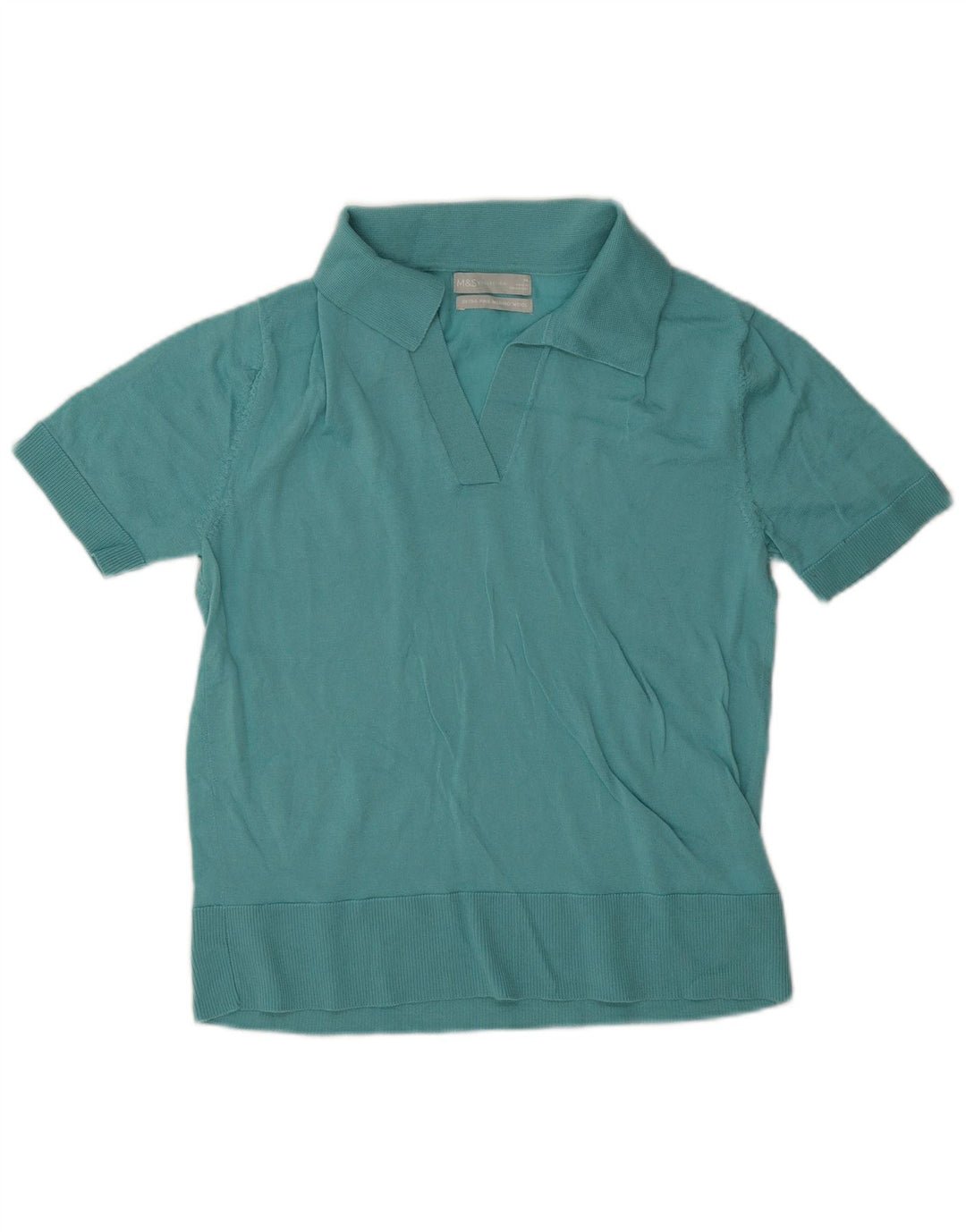 Marks & Spencer Polo para Mujer UK 40 Lana Merino Azul Medio