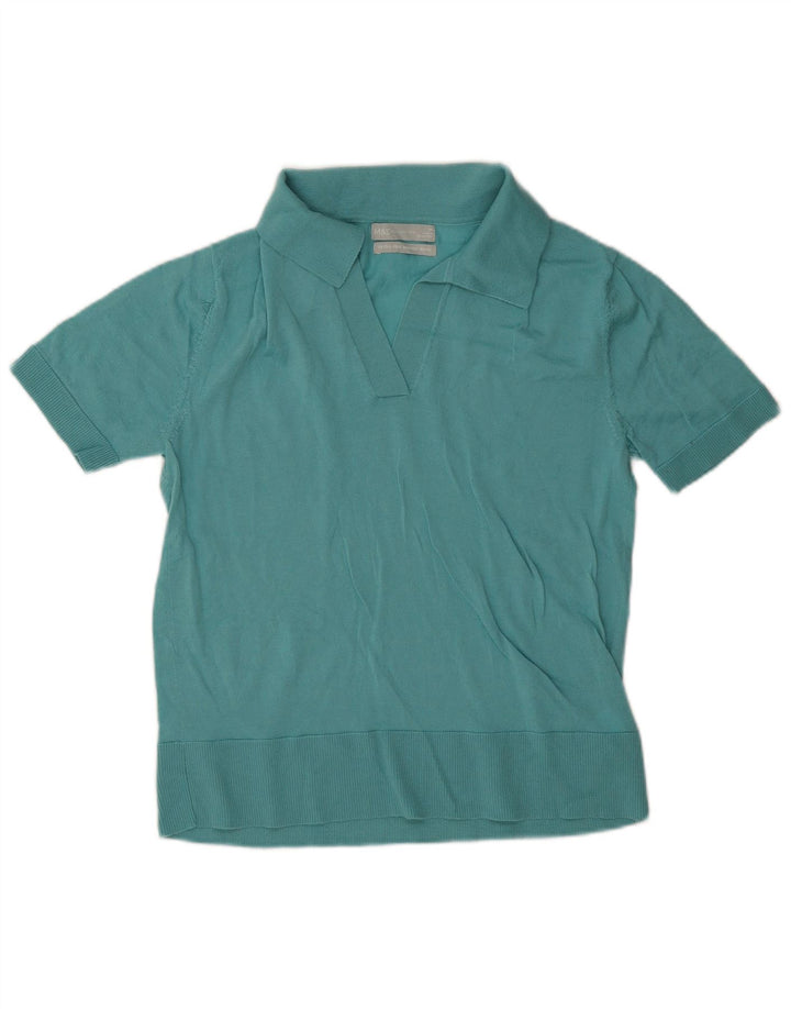 Marks & Spencer Polo para Mujer UK 40 Lana Merino Azul Medio