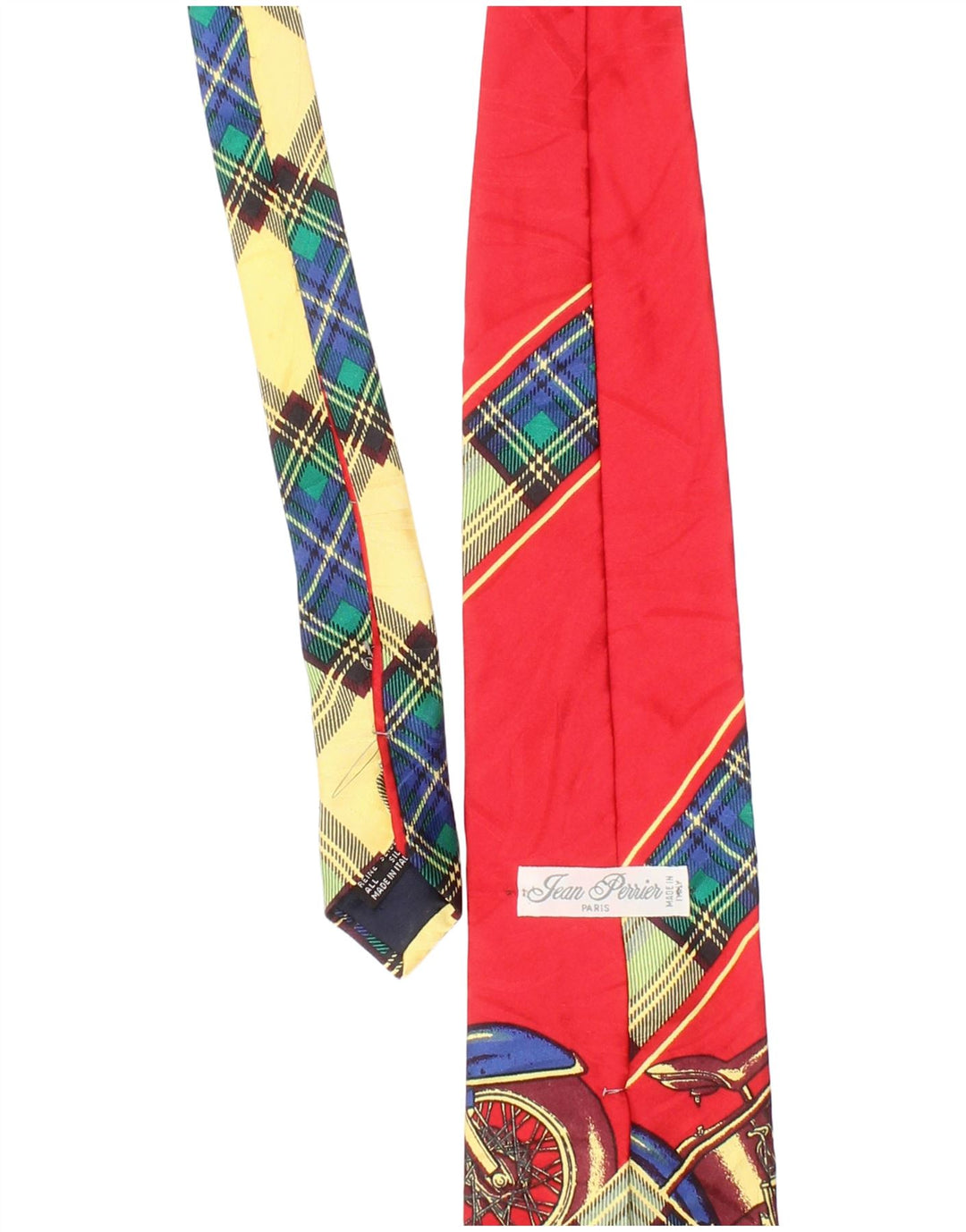 Corbata gráfica vintage para hombre talla única seda a cuadros rojos