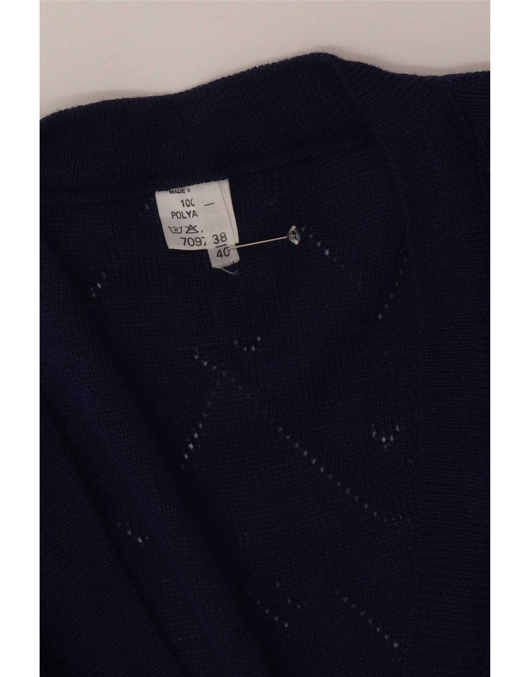 Vintage mujer Cardigan suéter UE 38/40 azul medio Chevron poliacrílico