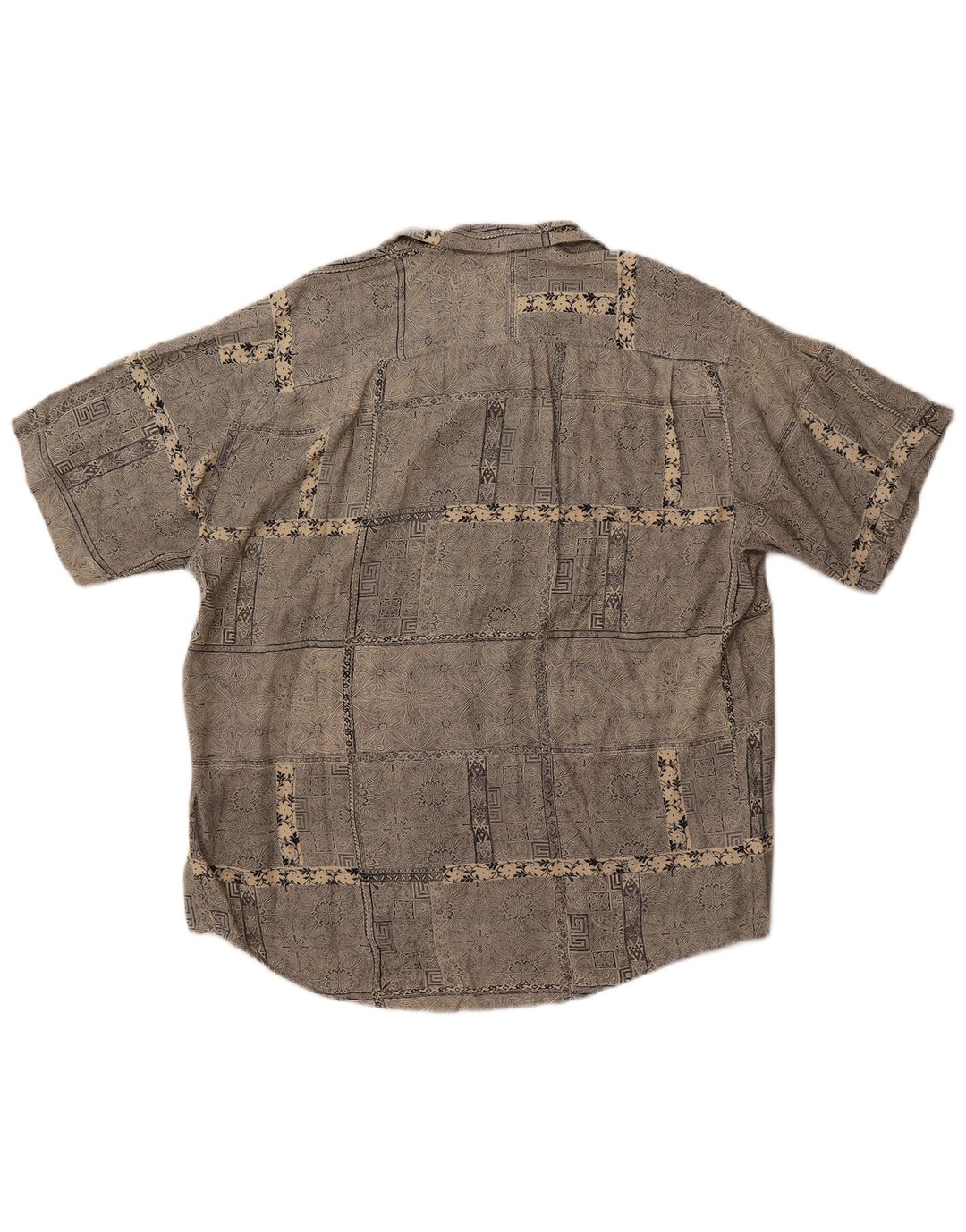 Vintage hombres camisa de manga corta grande gris Paisley