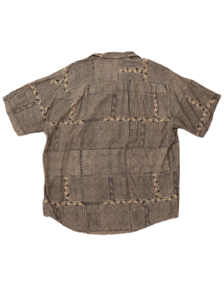 Vintage hombres camisa de manga corta grande gris Paisley