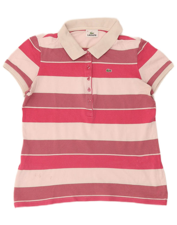 Polo Lacoste Mujer Talla 46 XL Algodón Rayas Multicolor
