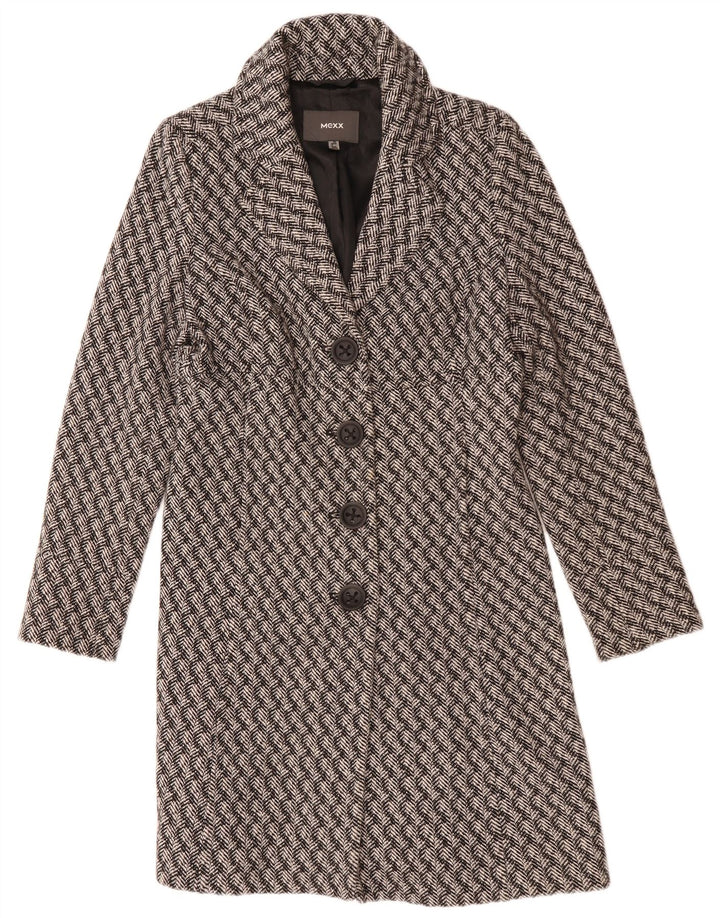 Mexx Abrigo para mujer UK 12 Lana a rayas gris medio